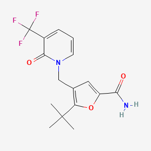 molecular formula C16H17F3N2O3 B5680960 5-tert-butyl-4-{[2-oxo-3-(trifluoromethyl)pyridin-1(2H)-yl]methyl}-2-furamide 