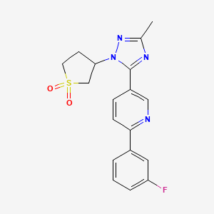 molecular formula C18H17FN4O2S B5680998 5-[1-(1,1-dioxidotetrahydro-3-thienyl)-3-methyl-1H-1,2,4-triazol-5-yl]-2-(3-fluorophenyl)pyridine 