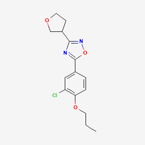 molecular formula C15H17ClN2O3 B5681009 5-(3-chloro-4-propoxyphenyl)-3-(tetrahydrofuran-3-yl)-1,2,4-oxadiazole 