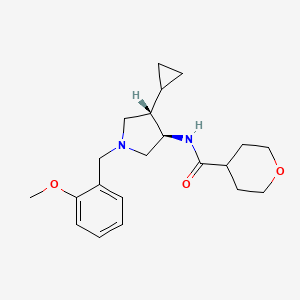 molecular formula C21H30N2O3 B5681018 N-[rel-(3R,4S)-4-cyclopropyl-1-(2-methoxybenzyl)-3-pyrrolidinyl]tetrahydro-2H-pyran-4-carboxamide hydrochloride 