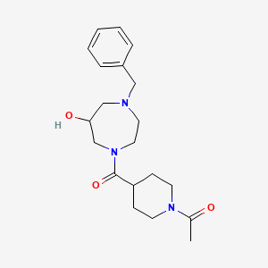 molecular formula C20H29N3O3 B5681045 1-[(1-acetyl-4-piperidinyl)carbonyl]-4-benzyl-1,4-diazepan-6-ol 