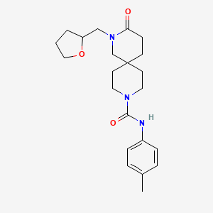 molecular formula C22H31N3O3 B5681080 N-(4-methylphenyl)-3-oxo-2-(tetrahydrofuran-2-ylmethyl)-2,9-diazaspiro[5.5]undecane-9-carboxamide 