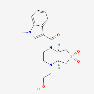 molecular formula C18H23N3O4S B5681147 2-[(4aR*,7aS*)-4-[(1-methyl-1H-indol-3-yl)carbonyl]-6,6-dioxidohexahydrothieno[3,4-b]pyrazin-1(2H)-yl]ethanol 