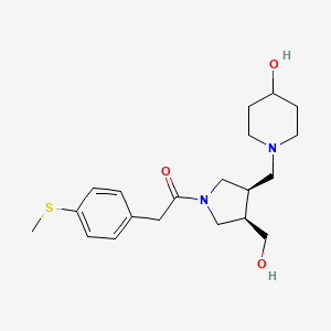 molecular formula C20H30N2O3S B5681168 1-[((3R*,4R*)-4-(hydroxymethyl)-1-{[4-(methylthio)phenyl]acetyl}pyrrolidin-3-yl)methyl]piperidin-4-ol 