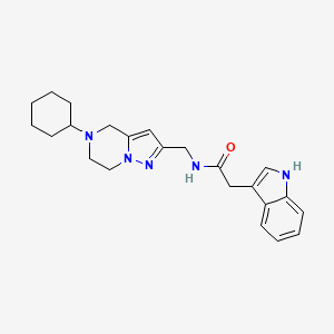 molecular formula C23H29N5O B5681198 N-[(5-cyclohexyl-4,5,6,7-tetrahydropyrazolo[1,5-a]pyrazin-2-yl)methyl]-2-(1H-indol-3-yl)acetamide 