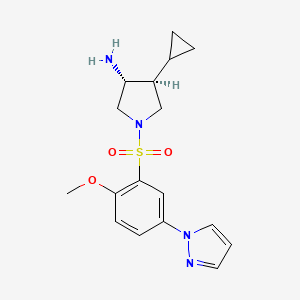 molecular formula C17H22N4O3S B5681223 (3R*,4S*)-4-cyclopropyl-1-{[2-methoxy-5-(1H-pyrazol-1-yl)phenyl]sulfonyl}pyrrolidin-3-amine 