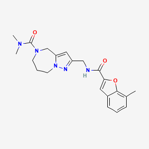 molecular formula C21H25N5O3 B5681235 N,N-dimethyl-2-({[(7-methyl-1-benzofuran-2-yl)carbonyl]amino}methyl)-7,8-dihydro-4H-pyrazolo[1,5-a][1,4]diazepine-5(6H)-carboxamide 
