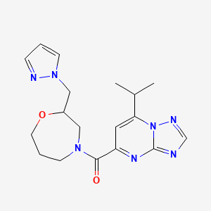 molecular formula C18H23N7O2 B5681236 7-isopropyl-5-{[2-(1H-pyrazol-1-ylmethyl)-1,4-oxazepan-4-yl]carbonyl}[1,2,4]triazolo[1,5-a]pyrimidine 