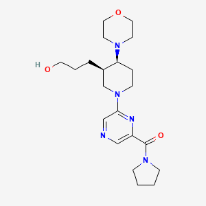molecular formula C21H33N5O3 B5681279 3-{(3R*,4S*)-4-morpholin-4-yl-1-[6-(pyrrolidin-1-ylcarbonyl)pyrazin-2-yl]piperidin-3-yl}propan-1-ol 