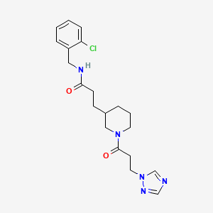molecular formula C20H26ClN5O2 B5681293 N-(2-chlorobenzyl)-3-{1-[3-(1H-1,2,4-triazol-1-yl)propanoyl]-3-piperidinyl}propanamide 