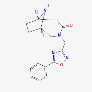 molecular formula C16H18N4O2 B5681300 rel-(1S,6R)-3-[(5-phenyl-1,2,4-oxadiazol-3-yl)methyl]-3,9-diazabicyclo[4.2.1]nonan-4-one hydrochloride 