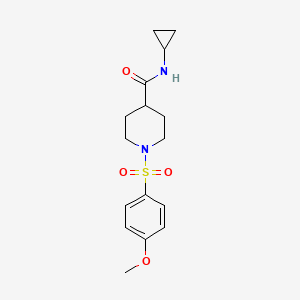 molecular formula C16H22N2O4S B5681321 N-cyclopropyl-1-[(4-methoxyphenyl)sulfonyl]-4-piperidinecarboxamide 
