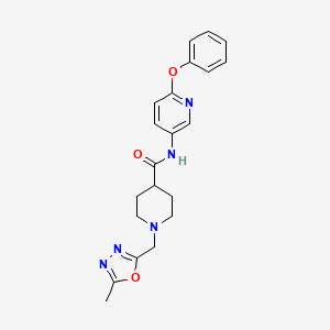 molecular formula C21H23N5O3 B5681347 1-[(5-methyl-1,3,4-oxadiazol-2-yl)methyl]-N-(6-phenoxypyridin-3-yl)piperidine-4-carboxamide 