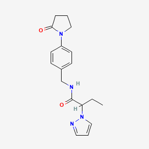 molecular formula C18H22N4O2 B5681382 N-[4-(2-oxo-1-pyrrolidinyl)benzyl]-2-(1H-pyrazol-1-yl)butanamide 