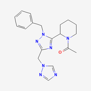 molecular formula C19H23N7O B5681400 1-acetyl-2-[1-benzyl-3-(1H-1,2,4-triazol-1-ylmethyl)-1H-1,2,4-triazol-5-yl]piperidine 