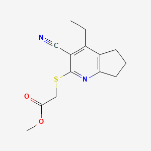molecular formula C14H16N2O2S B5681407 methyl [(3-cyano-4-ethyl-6,7-dihydro-5H-cyclopenta[b]pyridin-2-yl)thio]acetate 