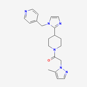 molecular formula C20H24N6O B5681417 4-[(2-{1-[(5-methyl-1H-pyrazol-1-yl)acetyl]-4-piperidinyl}-1H-imidazol-1-yl)methyl]pyridine 