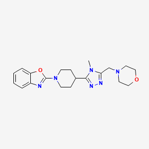 molecular formula C20H26N6O2 B5681438 2-{4-[4-methyl-5-(morpholin-4-ylmethyl)-4H-1,2,4-triazol-3-yl]piperidin-1-yl}-1,3-benzoxazole 