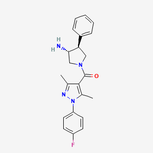 molecular formula C22H23FN4O B5681449 (3R*,4S*)-1-{[1-(4-fluorophenyl)-3,5-dimethyl-1H-pyrazol-4-yl]carbonyl}-4-phenylpyrrolidin-3-amine 