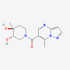 molecular formula C14H18N4O3 B5681462 (3S*,4S*)-4-methyl-1-[(7-methylpyrazolo[1,5-a]pyrimidin-6-yl)carbonyl]piperidine-3,4-diol 