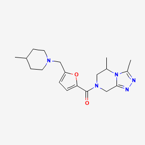 3,5-dimethyl-7-{5-[(4-methylpiperidin-1-yl)methyl]-2-furoyl}-5,6,7,8-tetrahydro[1,2,4]triazolo[4,3-a]pyrazine