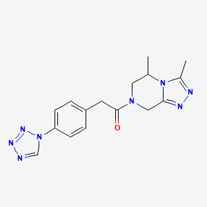 molecular formula C16H18N8O B5681481 3,5-dimethyl-7-{[4-(1H-tetrazol-1-yl)phenyl]acetyl}-5,6,7,8-tetrahydro[1,2,4]triazolo[4,3-a]pyrazine 