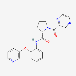 molecular formula C21H19N5O3 B5681513 1-(pyrazin-2-ylcarbonyl)-N-[2-(pyridin-3-yloxy)phenyl]-L-prolinamide 