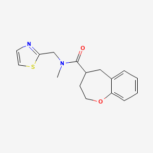 molecular formula C16H18N2O2S B5681566 N-methyl-N-(1,3-thiazol-2-ylmethyl)-2,3,4,5-tetrahydro-1-benzoxepine-4-carboxamide 