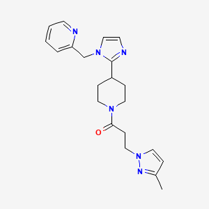 molecular formula C21H26N6O B5681610 2-[(2-{1-[3-(3-methyl-1H-pyrazol-1-yl)propanoyl]piperidin-4-yl}-1H-imidazol-1-yl)methyl]pyridine 