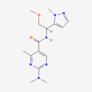 molecular formula C15H22N6O2 B5681630 2-(dimethylamino)-N-[2-methoxy-1-(1-methyl-1H-pyrazol-5-yl)ethyl]-4-methyl-5-pyrimidinecarboxamide 