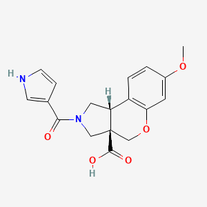 molecular formula C18H18N2O5 B5681723 (3aR*,9bR*)-7-methoxy-2-(1H-pyrrol-3-ylcarbonyl)-1,2,3,9b-tetrahydrochromeno[3,4-c]pyrrole-3a(4H)-carboxylic acid 