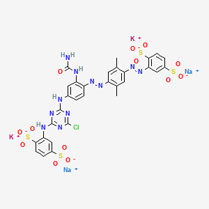 1,4-Benzenedisulfonic acid, 2-((4-((2-((aminocarbonyl)amino)-4-((4-chloro-6-((2,5-disulfophenyl)amino)-1,3,5-triazin-2-yl)amino)phenyl)azo)-2,5-dimethylphenyl)azo)-, potassium sodium salt