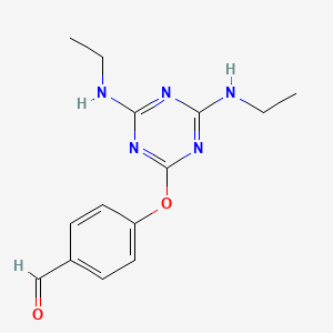 molecular formula C14H17N5O2 B5681751 4-{[4,6-bis(ethylamino)-1,3,5-triazin-2-yl]oxy}benzaldehyde 