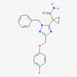 molecular formula C20H19FN4O2 B5681835 1-{1-benzyl-3-[(4-fluorophenoxy)methyl]-1H-1,2,4-triazol-5-yl}cyclopropanecarboxamide 