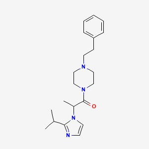molecular formula C21H30N4O B5681842 1-[2-(2-isopropyl-1H-imidazol-1-yl)propanoyl]-4-(2-phenylethyl)piperazine 