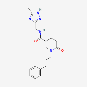 molecular formula C19H25N5O2 B5681843 N-[(5-methyl-1H-1,2,4-triazol-3-yl)methyl]-6-oxo-1-(3-phenylpropyl)-3-piperidinecarboxamide 