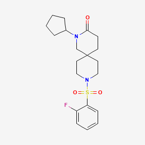 molecular formula C20H27FN2O3S B5681855 2-cyclopentyl-9-[(2-fluorophenyl)sulfonyl]-2,9-diazaspiro[5.5]undecan-3-one 