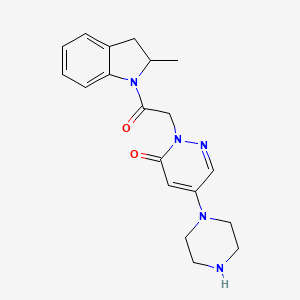molecular formula C19H23N5O2 B5681863 2-[2-(2-methyl-2,3-dihydro-1H-indol-1-yl)-2-oxoethyl]-5-(1-piperazinyl)-3(2H)-pyridazinone hydrochloride 