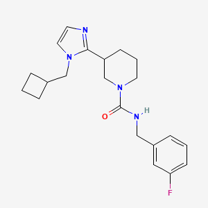 molecular formula C21H27FN4O B5681882 3-[1-(cyclobutylmethyl)-1H-imidazol-2-yl]-N-(3-fluorobenzyl)-1-piperidinecarboxamide 