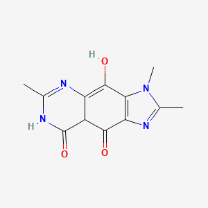 molecular formula C12H12N4O3 B568190 4,9-Dihydroxy-2,3,6-trimethyl-3,5-dihydro-8H-imidazo[4,5-g]quinazolin-8-one CAS No. 121732-25-0