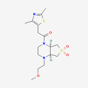 molecular formula C16H25N3O4S2 B5681900 (4aS*,7aR*)-1-[(2,4-dimethyl-1,3-thiazol-5-yl)acetyl]-4-(2-methoxyethyl)octahydrothieno[3,4-b]pyrazine 6,6-dioxide 