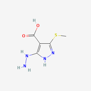 molecular formula C5H8N4O2S B568192 5-Hydrazinyl-3-(methylsulfanyl)-1H-pyrazole-4-carboxylic acid CAS No. 117736-58-0