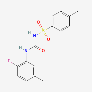 molecular formula C15H15FN2O3S B5681973 N-{[(2-fluoro-5-methylphenyl)amino]carbonyl}-4-methylbenzenesulfonamide 