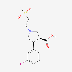 molecular formula C14H18FNO4S B5681980 (3S*,4R*)-4-(3-fluorophenyl)-1-[2-(methylsulfonyl)ethyl]-3-pyrrolidinecarboxylic acid 