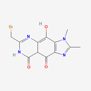 molecular formula C12H11BrN4O3 B568199 6-(Bromomethyl)-4,9-dihydroxy-2,3-dimethyl-3,5-dihydro-8H-imidazo[4,5-g]quinazolin-8-one CAS No. 121732-16-9
