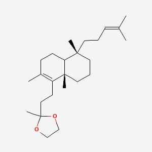 molecular formula C25H42O2 B568204 2-[2-[(5S,8aS)-2,5,8a-trimethyl-5-(4-methylpent-3-enyl)-3,4,4a,6,7,8-hexahydronaphthalen-1-yl]ethyl]-2-methyl-1,3-dioxolane CAS No. 122934-76-3