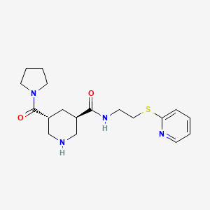 molecular formula C18H26N4O2S B5682078 (3R*,5R*)-N-[2-(pyridin-2-ylthio)ethyl]-5-(pyrrolidin-1-ylcarbonyl)piperidine-3-carboxamide 