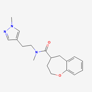 molecular formula C18H23N3O2 B5682094 N-methyl-N-[2-(1-methyl-1H-pyrazol-4-yl)ethyl]-2,3,4,5-tetrahydro-1-benzoxepine-4-carboxamide 