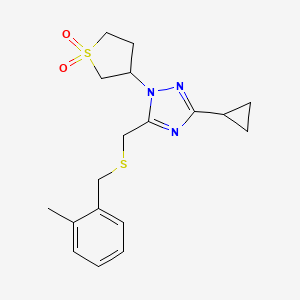 molecular formula C18H23N3O2S2 B5682112 3-cyclopropyl-1-(1,1-dioxidotetrahydro-3-thienyl)-5-{[(2-methylbenzyl)thio]methyl}-1H-1,2,4-triazole 