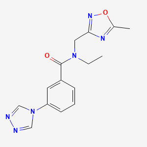 molecular formula C15H16N6O2 B5682159 N-ethyl-N-[(5-methyl-1,2,4-oxadiazol-3-yl)methyl]-3-(4H-1,2,4-triazol-4-yl)benzamide 